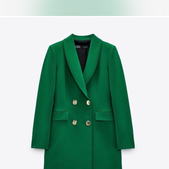 NWT ZARA DOUBLE BREASTED LONG BLAZER
DRESS GREEN SIZE S - Picture 7 of 7